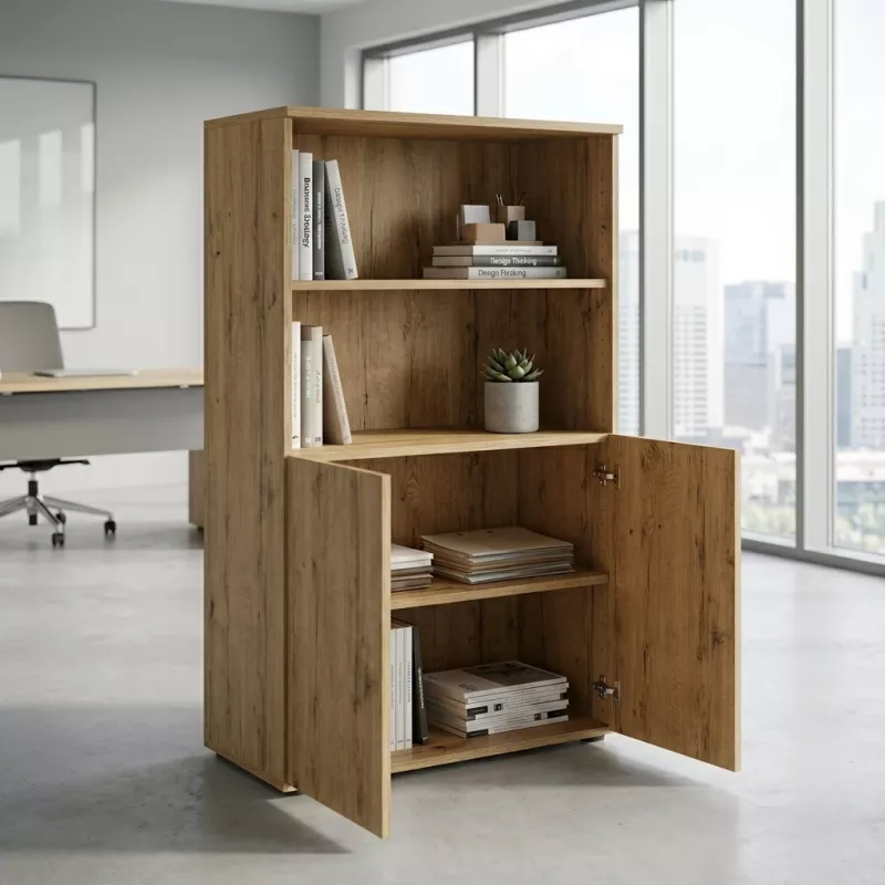Armoire semi-ouverte, portes poussoirs, hauteur 158 cm – So Madrid