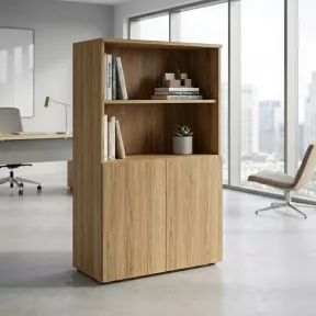 Armoire semi-ouverte, portes poussoirs, hauteur 158 cm – So Madrid