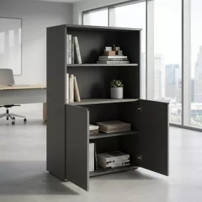 Armoire semi-ouverte, portes poussoirs, hauteur 158 cm – So Madrid