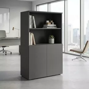 Armoire semi-ouverte, portes poussoirs, hauteur 158 cm – So Madrid
