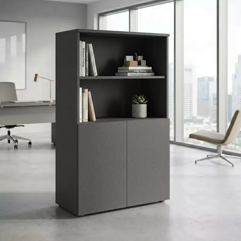 Armoire semi-ouverte, portes poussoirs, hauteur 158 cm – So Madrid
