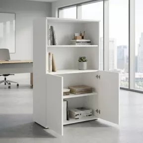 Armoire semi-ouverte, portes poussoirs, hauteur 158 cm – So Madrid