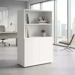 Armoire semi-ouverte, portes poussoirs, hauteur 158 cm – So Madrid