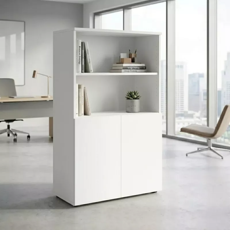 Armoire semi-ouverte, portes poussoirs, hauteur 158 cm – So Madrid