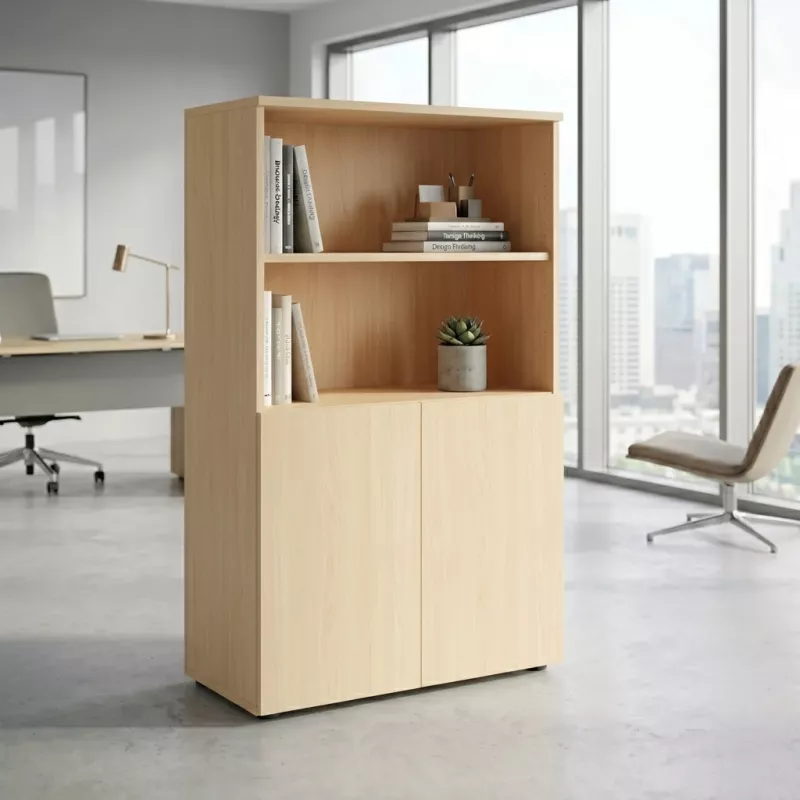 Armoire semi-ouverte, portes poussoirs, hauteur 158 cm – So Madrid