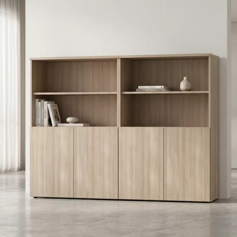 Armoire semi-ouverte, portes poussoirs, hauteur 158 cm – So Madrid