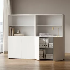 Armoire semi-ouverte, portes poussoirs, hauteur 158 cm – So Madrid