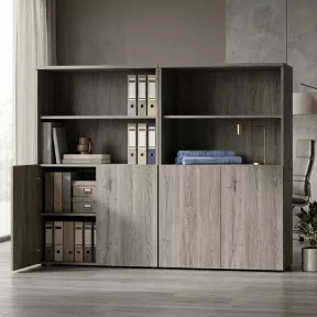 Armoire semi-ouverte, portes poussoirs, hauteur 158 cm – So Madrid