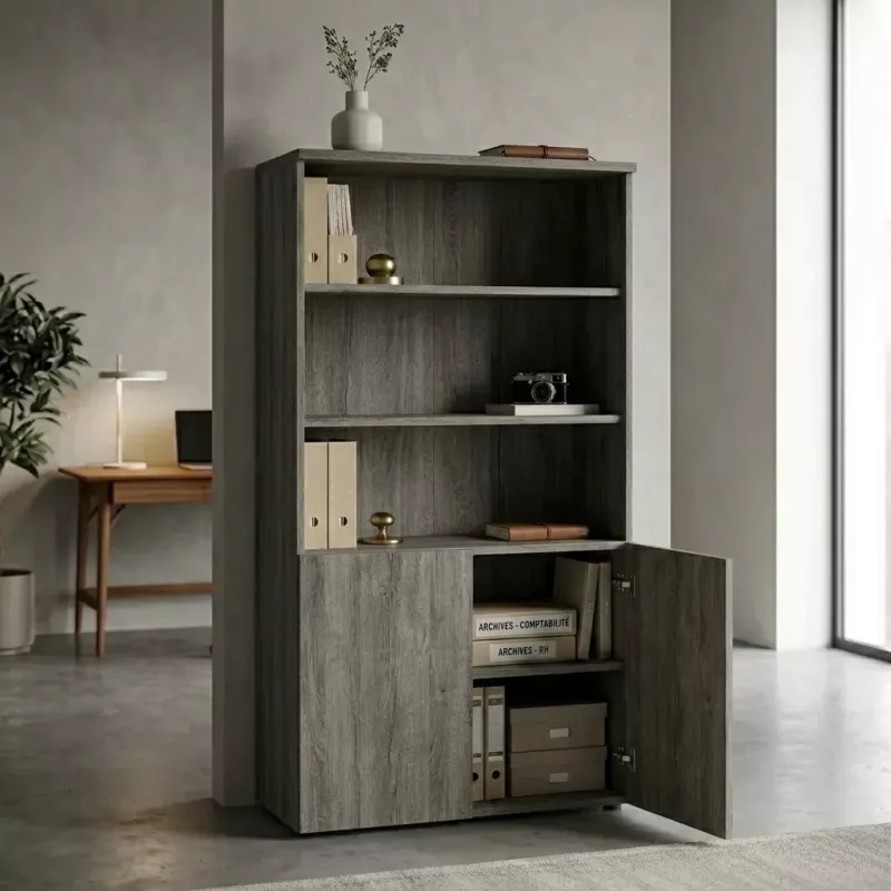 Armoire semi-ouverte, portes poussoirs, hauteur 196 cm – So Madrid