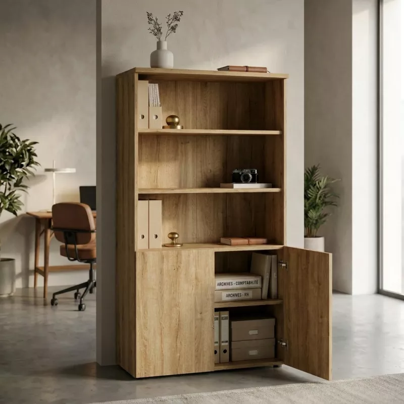 Armoire semi-ouverte, portes poussoirs, hauteur 196 cm – So Madrid