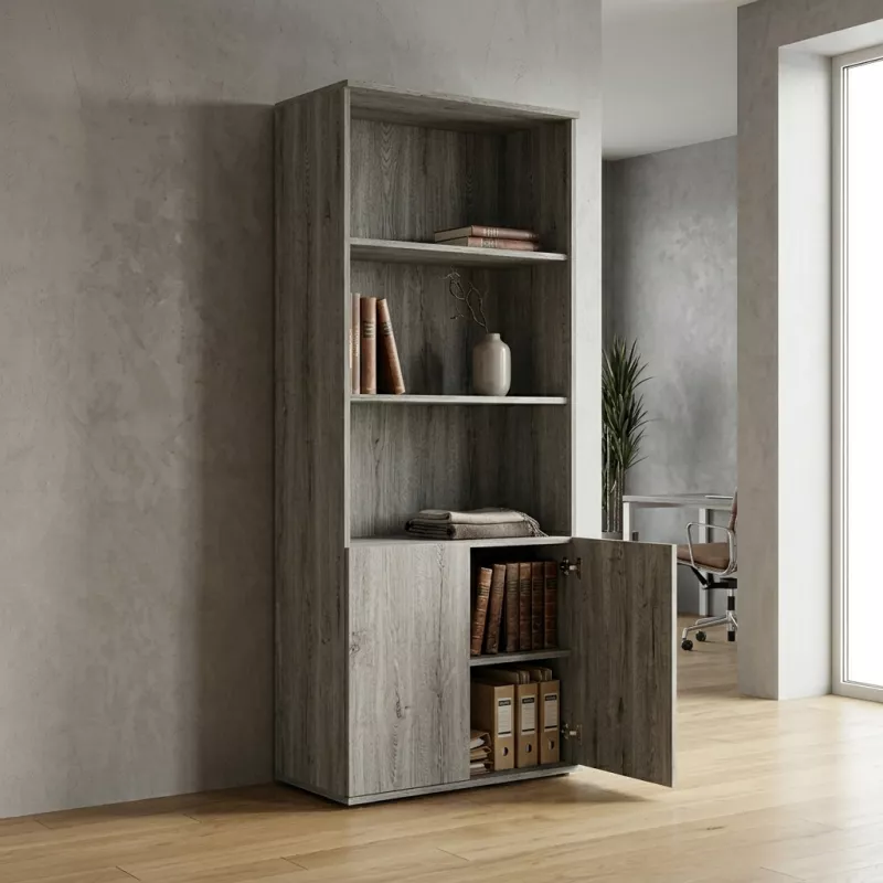 Armoire semi-ouverte, portes poussoirs, hauteur 235 cm – So Madrid