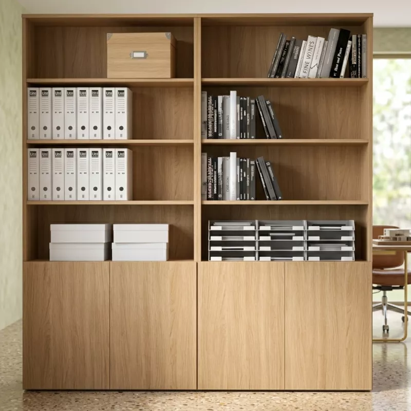 Armoire semi-ouverte, portes poussoirs, hauteur 235 cm – So Madrid