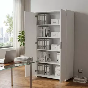 Armoire haute 2 portes, 4 étagères, l 100 x h 201 cm - So Laroya