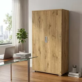 Armoire haute 2 portes, 4 étagères, l 100 x h 201 cm - So Laroya