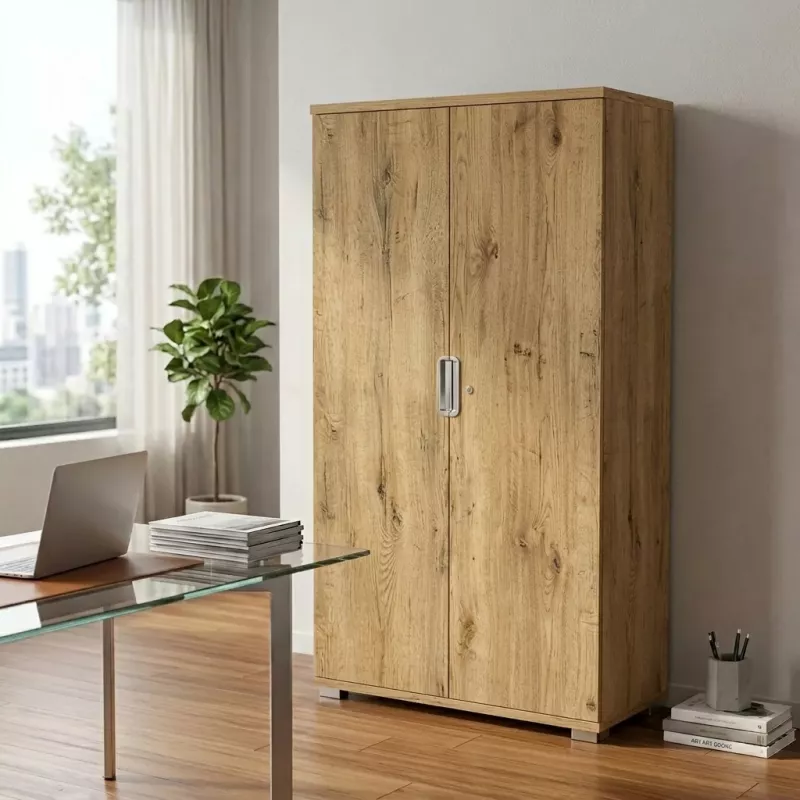 Armoire haute 2 portes, 4 étagères, l 100 x h 201 cm - So Laroya
