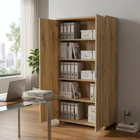 Armoire haute 2 portes, 4 étagères, l 100 x h 201 cm - So Laroya
