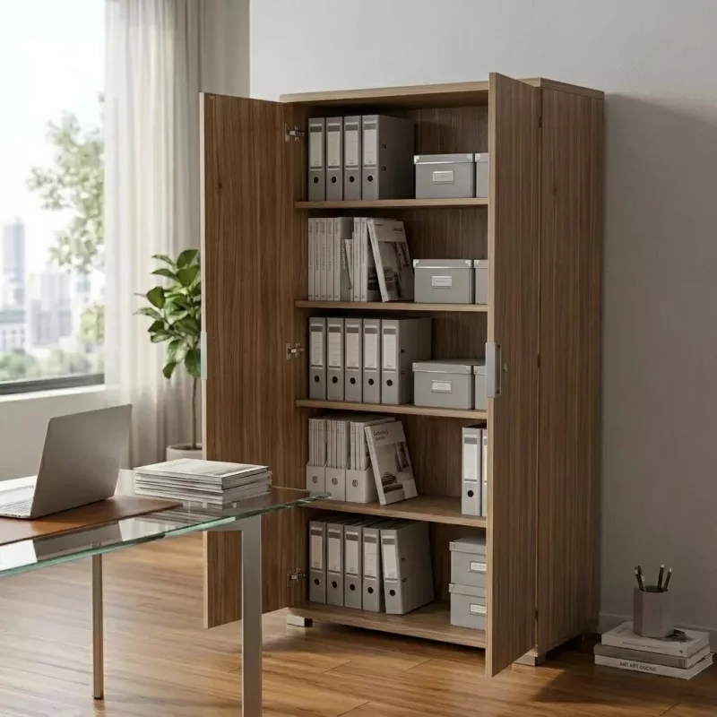 Armoire haute 2 portes, 4 étagères, l 100 x h 201 cm - So Laroya