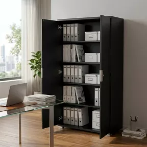 Armoire haute 2 portes, 4 étagères, l 100 x h 201 cm - So Laroya