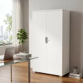 Armoire haute 2 portes, 4 étagères, l 100 x h 201 cm - So Laroya