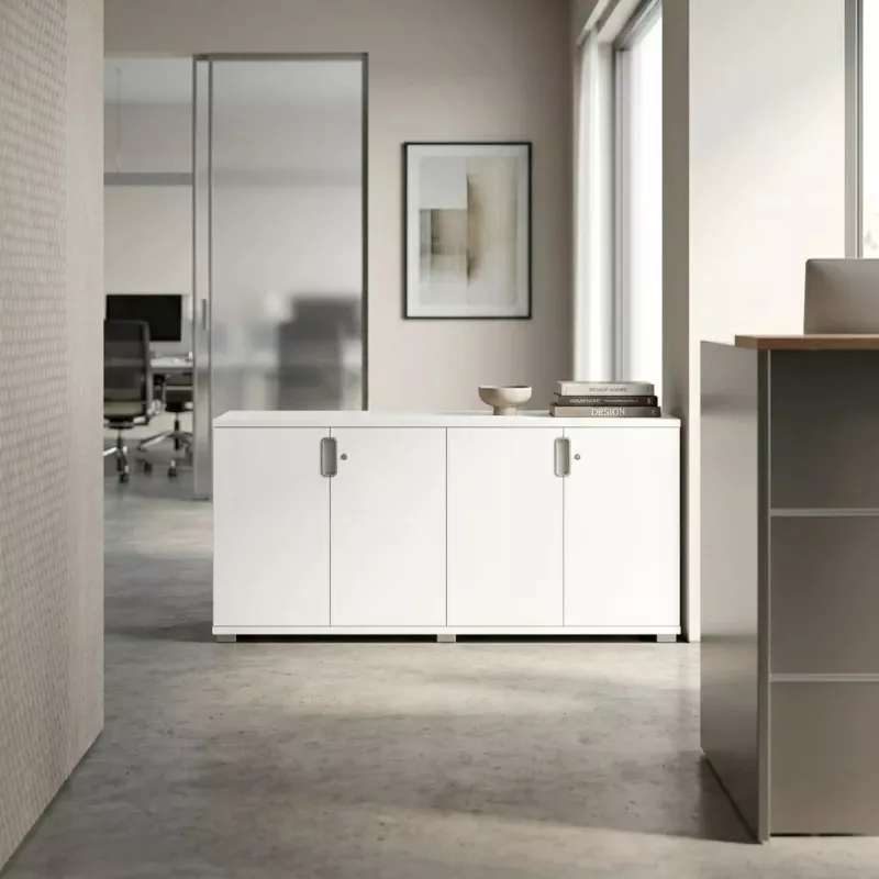 Armoire basse 4 portes, 2 étagères, l 200 x h 76 cm - So Laroya