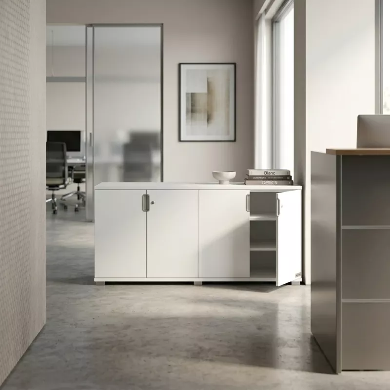 Armoire basse 4 portes, 2 étagères, l 200 x h 76 cm - So Laroya
