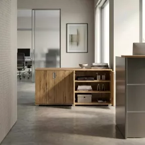 Armoire basse 4 portes, 2 étagères, l 200 x h 76 cm - So Laroya
