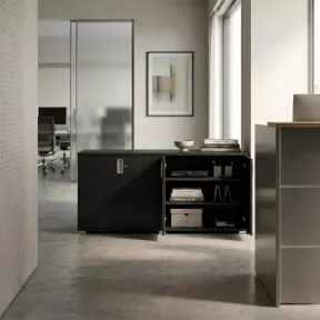 Armoire basse 4 portes, 2 étagères, l 200 x h 76 cm - So Laroya