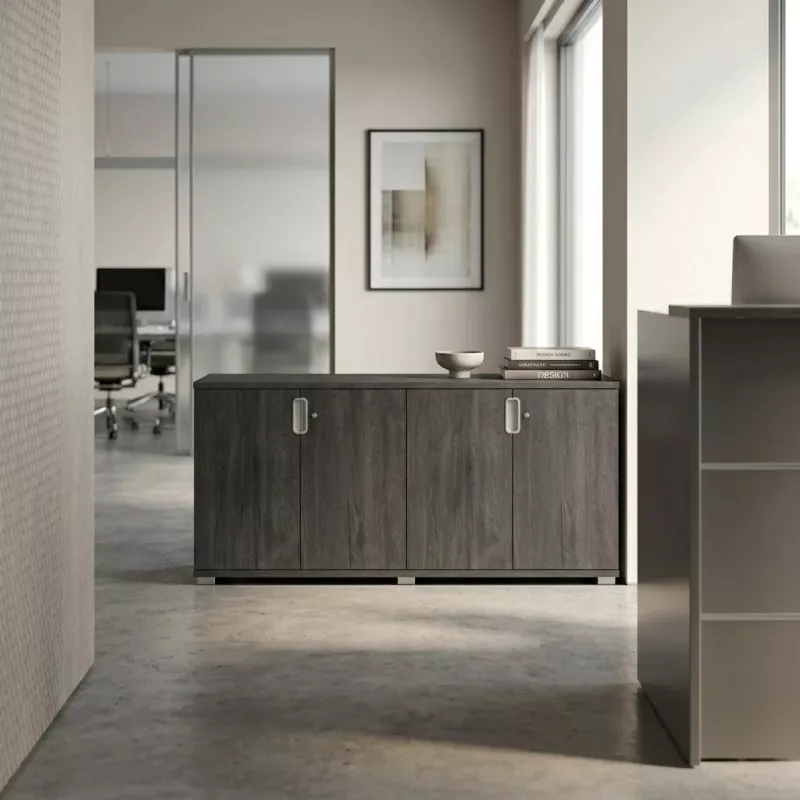Armoire basse 4 portes, 2 étagères, l 200 x h 76 cm - So Laroya