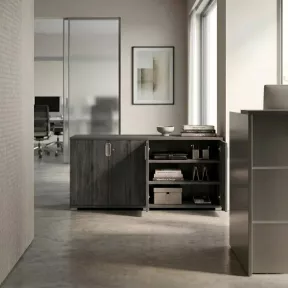 Armoire basse 4 portes, 2 étagères, l 200 x h 76 cm - So Laroya