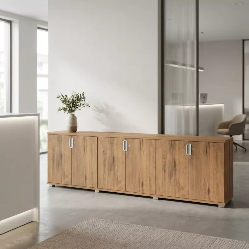 Armoire basse 6 portes, 6 étagères, l 300 x  h 76 cm - So Laroya