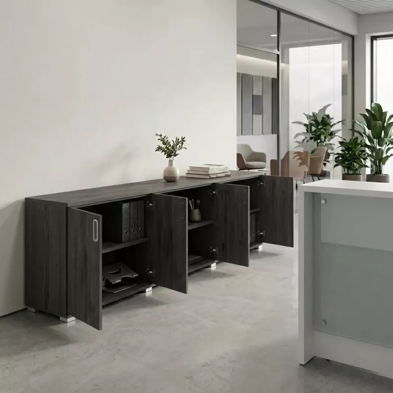 Armoire basse 6 portes, 6 étagères, l 300 x  h 76 cm - So Laroya