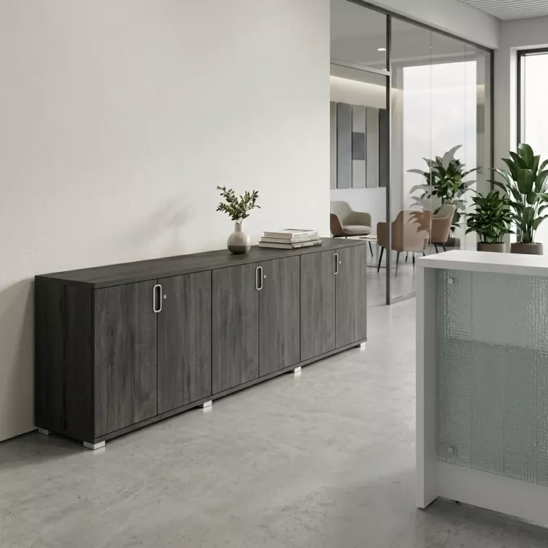 Armoire basse 6 portes, 6 étagères, l 300 x  h 76 cm - So Laroya