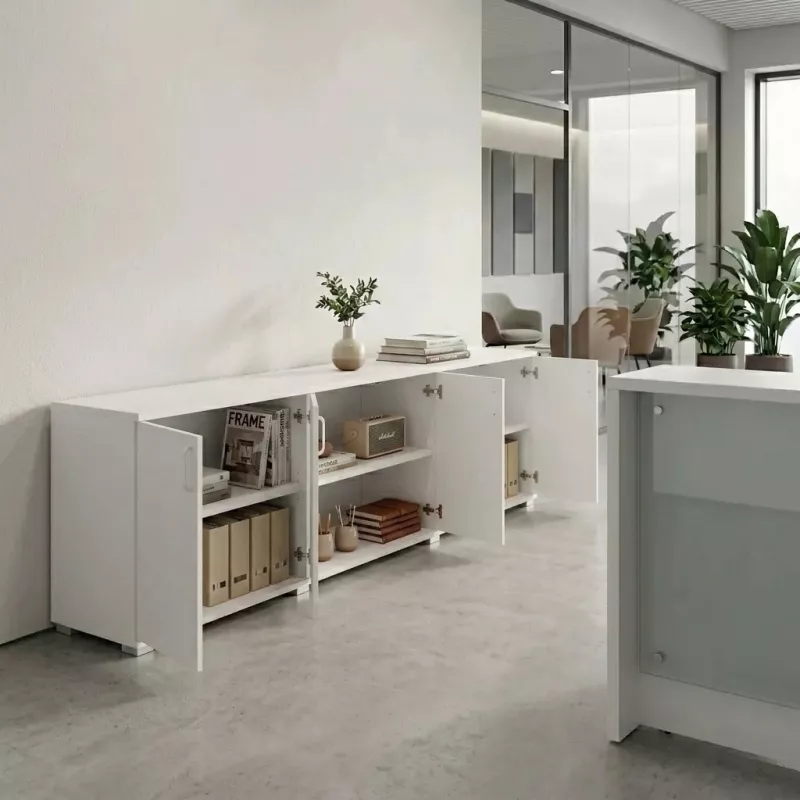 Armoire basse 6 portes, 6 étagères, l 300 x  h 76 cm - So Laroya