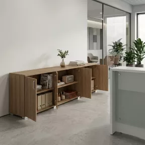 Armoire basse 6 portes, 6 étagères, l 300 x  h 76 cm - So Laroya