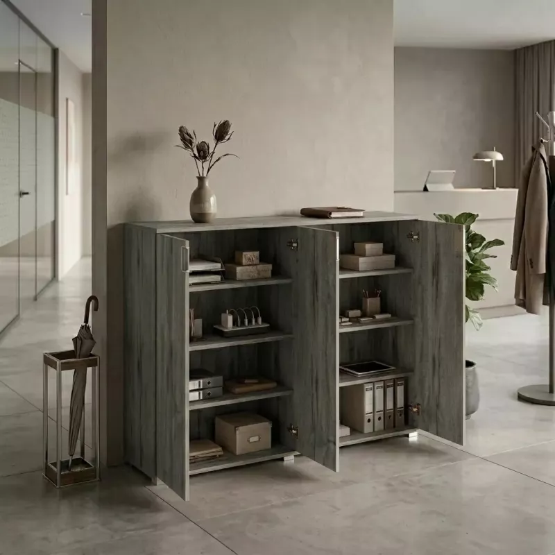Armoire moyenne 4 portes, 6 étagères, l 200 x h 147 cm - So Laroya