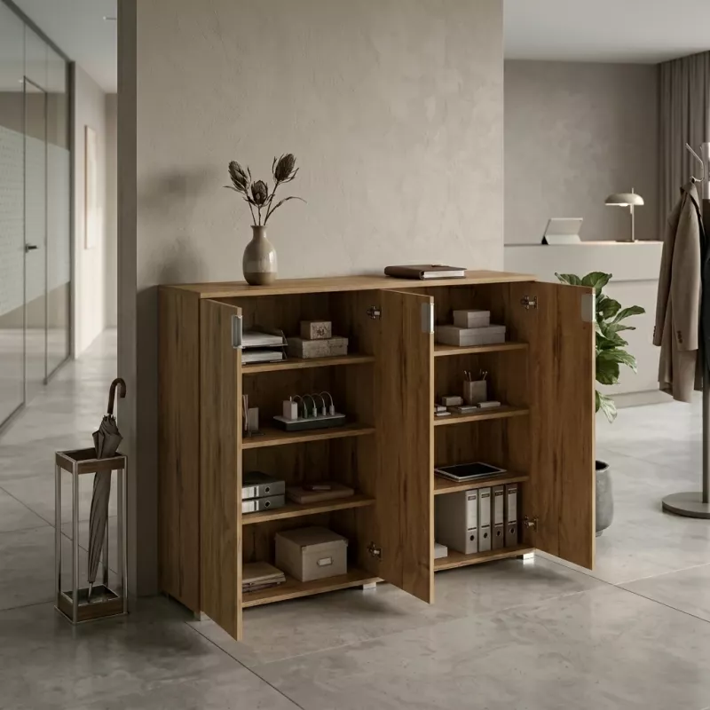 Armoire moyenne 4 portes, 6 étagères, l 200 x h 147 cm - So Laroya