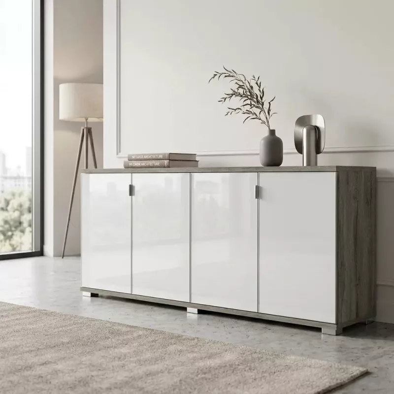 Armoire portes en verre, 2 étagères, L 200 x H 76 cm - So Laroya