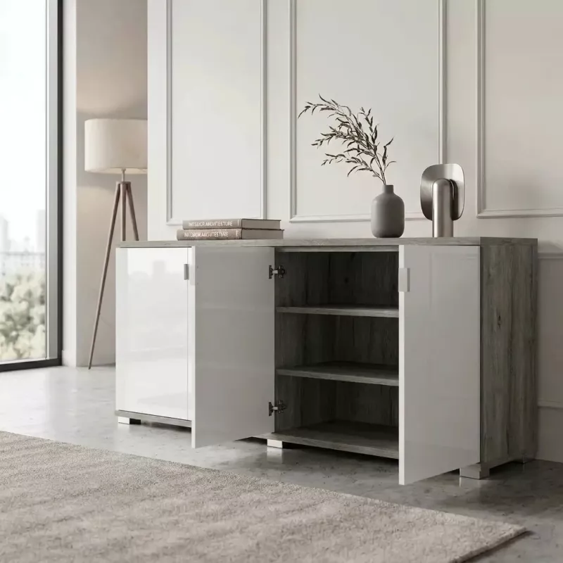 Armoire portes en verre, 2 étagères, L 200 x H 76 cm - So Laroya