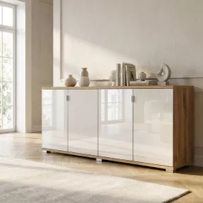 Armoire portes en verre, 2 étagères, L 200 x H 76 cm - So Laroya