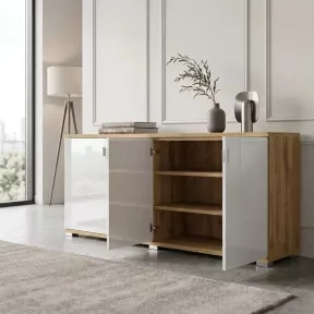 Armoire portes en verre, 2 étagères, L 200 x H 76 cm - So Laroya