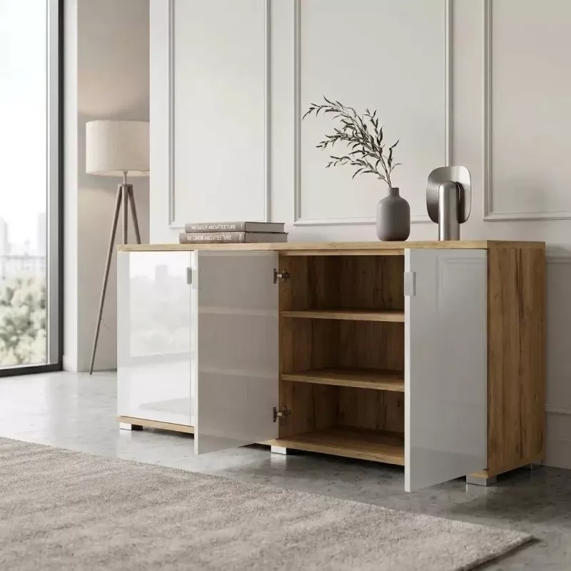 Armoire portes en verre, 2 étagères, L 200 x H 76 cm - So Laroya
