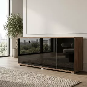Armoire portes en verre, 2 étagères, L 200 x H 76 cm - So Laroya