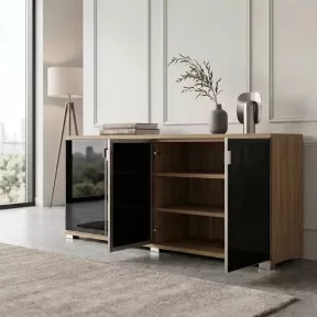 Armoire portes en verre, 2 étagères, L 200 x H 76 cm - So Laroya