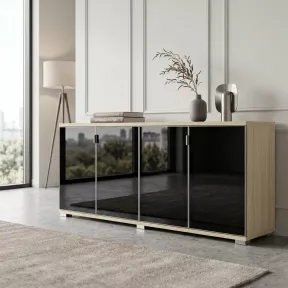 Armoire portes en verre, 2 étagères, L 200 x H 76 cm - So Laroya