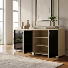 Armoire portes en verre, 2 étagères, L 200 x H 76 cm - So Laroya