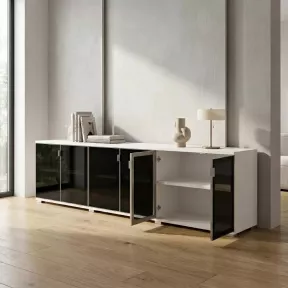 Armoire portes en verre, 3 étagères, L 300 x H 76 cm - So Laroya