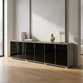 Armoire portes en verre, 3 étagères, L 300 x H 76 cm - So Laroya