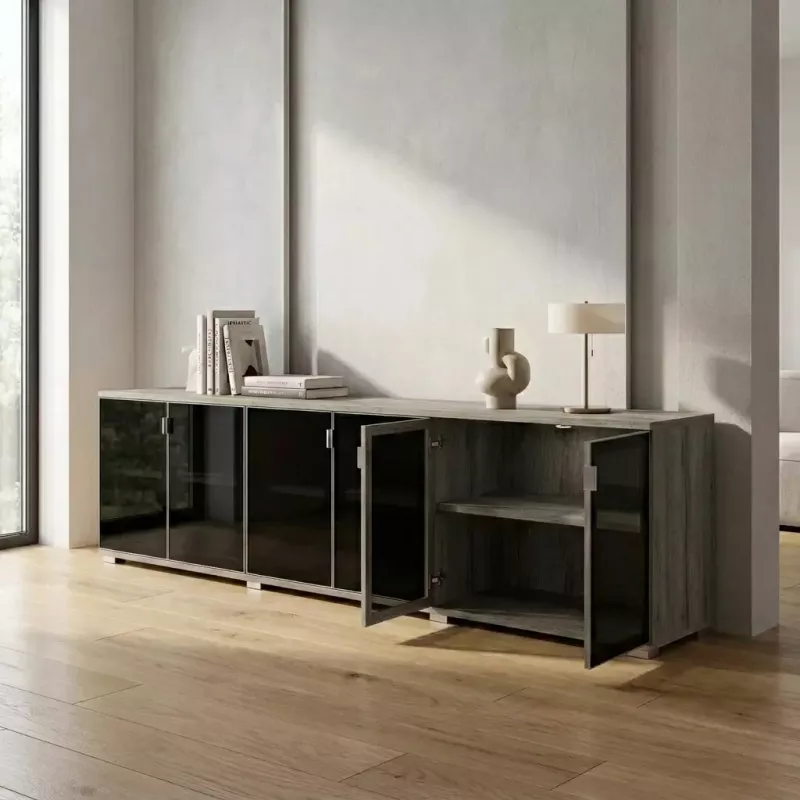 Armoire portes en verre, 3 étagères, L 300 x H 76 cm - So Laroya