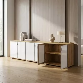 Armoire portes en verre, 3 étagères, L 300 x H 76 cm - So Laroya