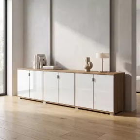 Armoire portes en verre, 3 étagères, L 300 x H 76 cm - So Laroya